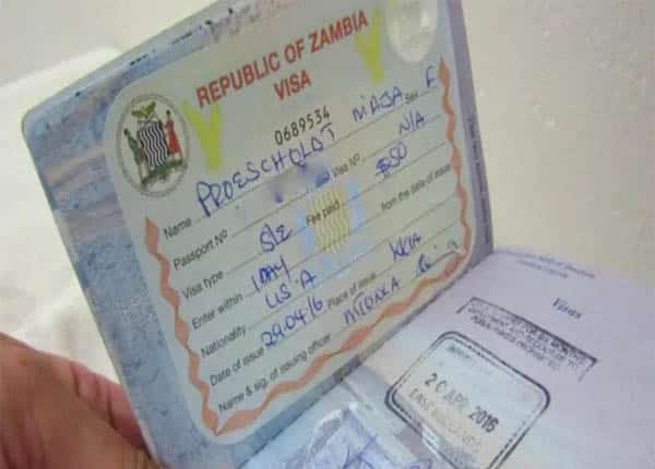 Hồ sơ xin visa Zambia